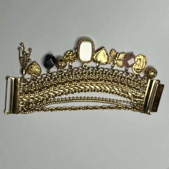 Rare Vintage Betsy Johnson Multi-Chain Gold-Tone Charms Bracelet with Watch - Picture 6 of 8